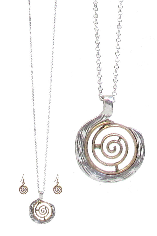 METAL SWIRL PENDANT NECKLACE SET