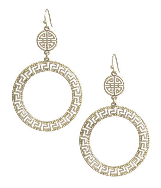 METAL FILIGREE HOOP DROP EARRING