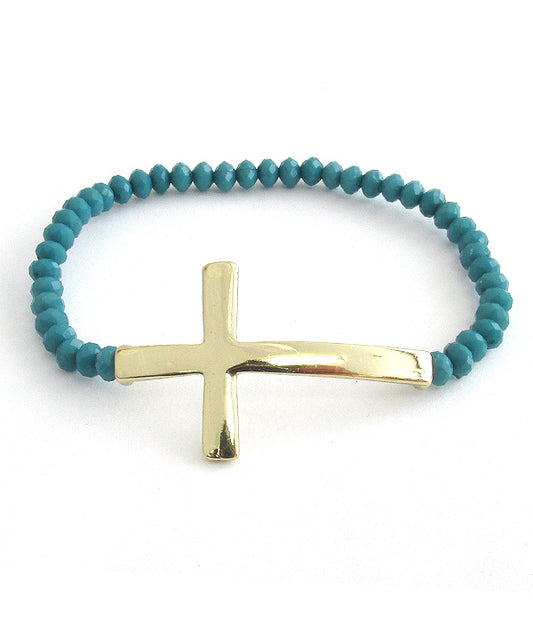 METAL CROSS STRETCH BRACELET