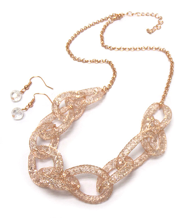 CRYSTAL MESH CHAIN NECKLACE SET