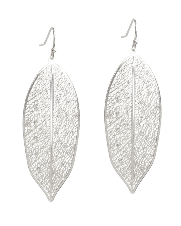 METAL FILIGREE EARRING - LEAF