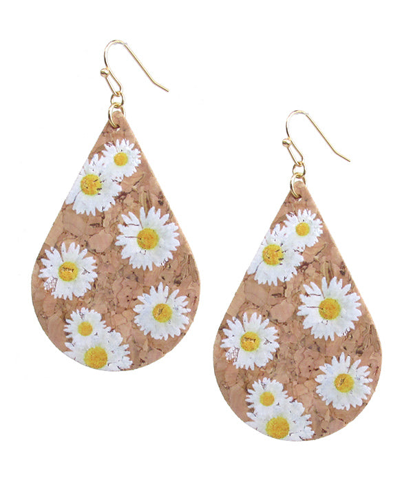 FLOWER PRINT CORK EARRING