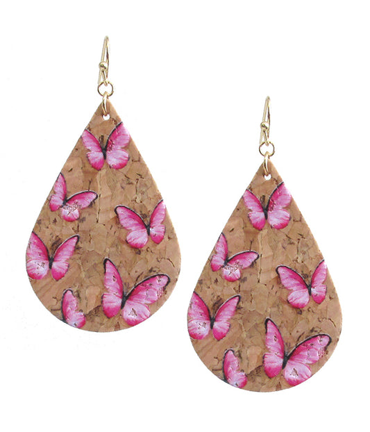 BUTTERFLY PRINT CORK EARRING