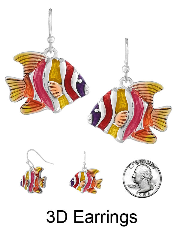 SEALIFE THEME 3D EPOXY EARRING - TROPICAL FISH