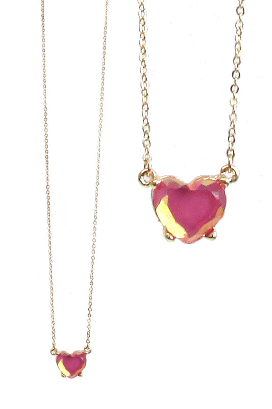 FACET STONE HEART PENDANT NECKLACE