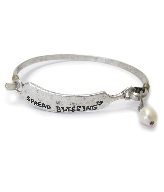 RELIGIOUS INSPIRATION BUTTER KNIFE WIRE BANGLE BRACELET - SPREAD BLESSING