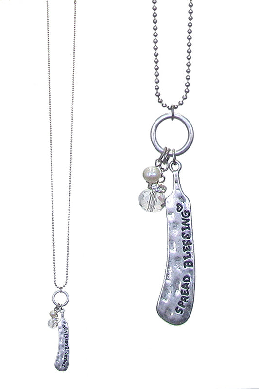 RELIGIOUS INSPIRATION BUTTER KNIFE PENDANT LONG NECKLACE - SPEARD BLESSING
