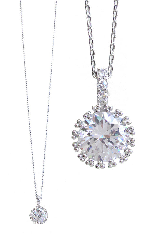 MADE IN KOREA WHITEGOLD PLATING CRYSTAL PENDANT NECKLACE