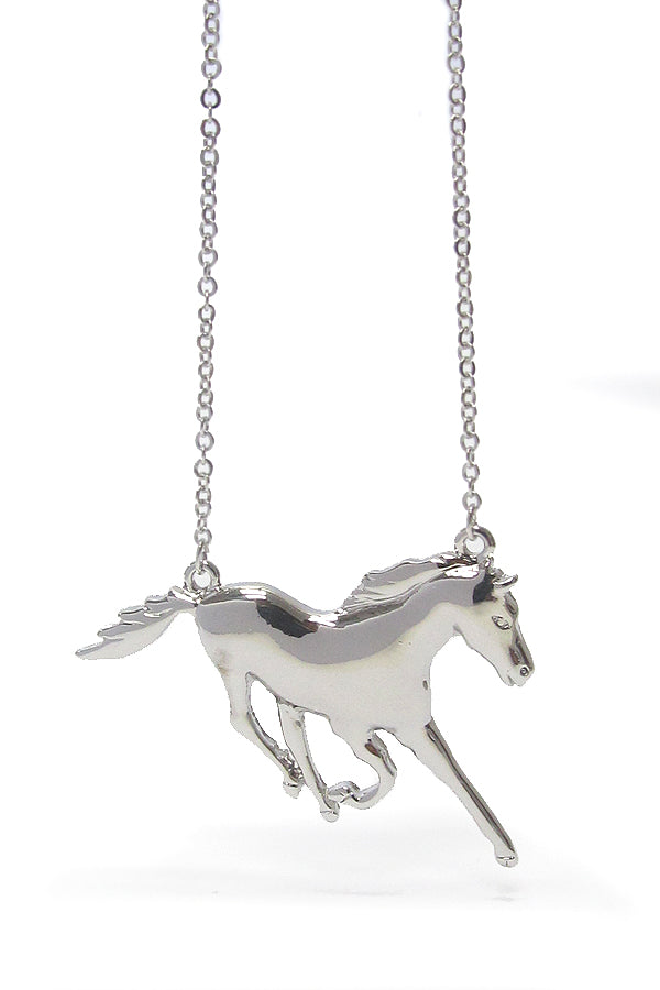 MADE IN KOREA WHITEGOLD PLATING HORSE PENDANT NECKLACE