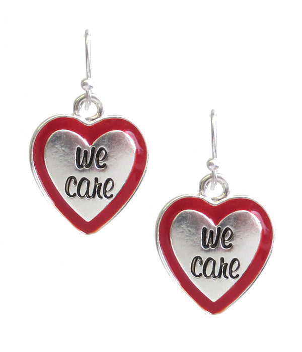 NURSE THEME HEART EARRING - WE CARE