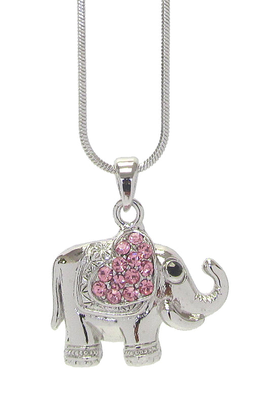 MADE IN KOREA WHITEGOLD PLATING CRYSTAL ELEPHANT PENDANT NECKLACE