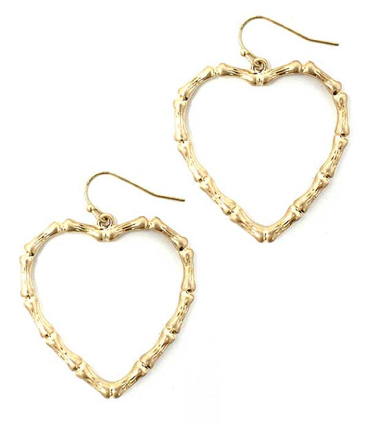 METAL BAMBOO HEART EARRING -valentine