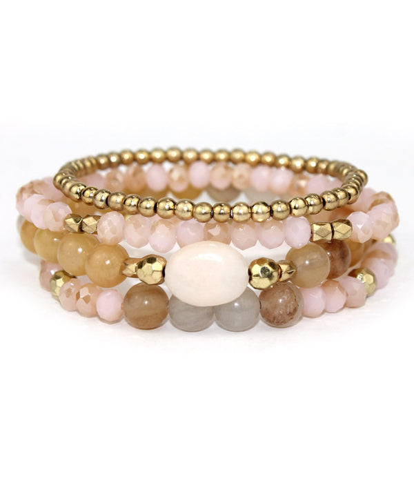 MULTI MIX BEAD 4 STRETCH BRACELET SET