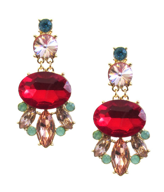 FACET STONE AND CRYSTAL MIX STATEMENT PARTY EARRING