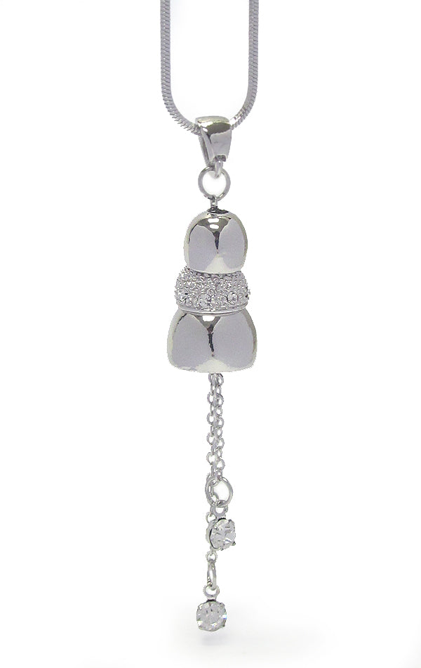 MADE IN KOREA WHITEGOLD PLATING CRYSTAL METAL BEADS  PENDANT NECKLACE