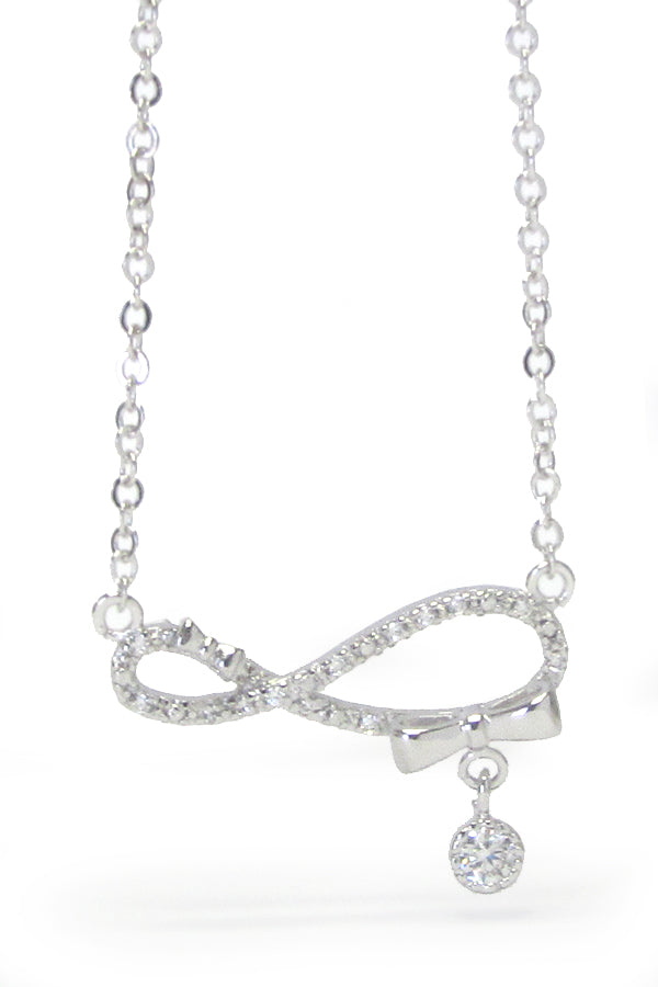 MADE IN KOREA WHITEGOLD PLATING CRYSTAL INFINITY SYMBOL PENDANT NECKLACE