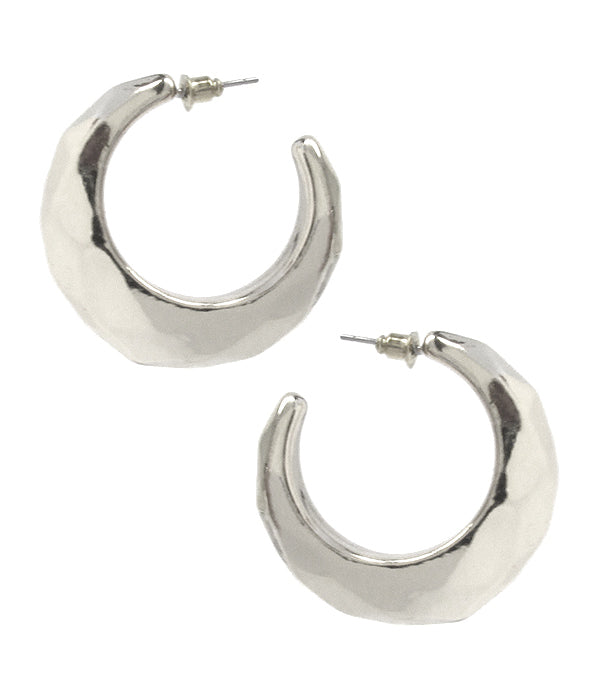 FACET HOLLOW HOOP EARRING