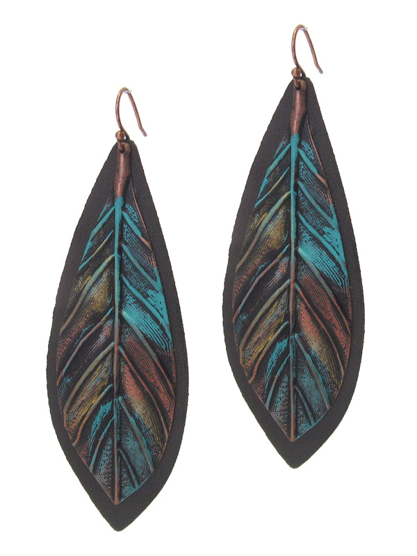 VINTAGE RUSTIC METAL LEAF EARRING