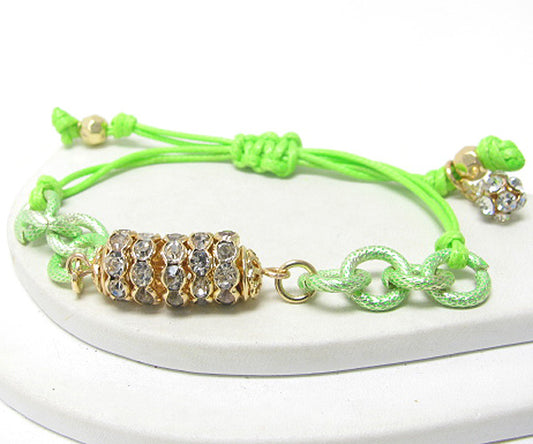 CRYSTAL BAR ROPE TIED BRACELET