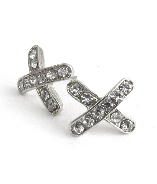 VINTAGE CRYSTAL X STUD EARRING