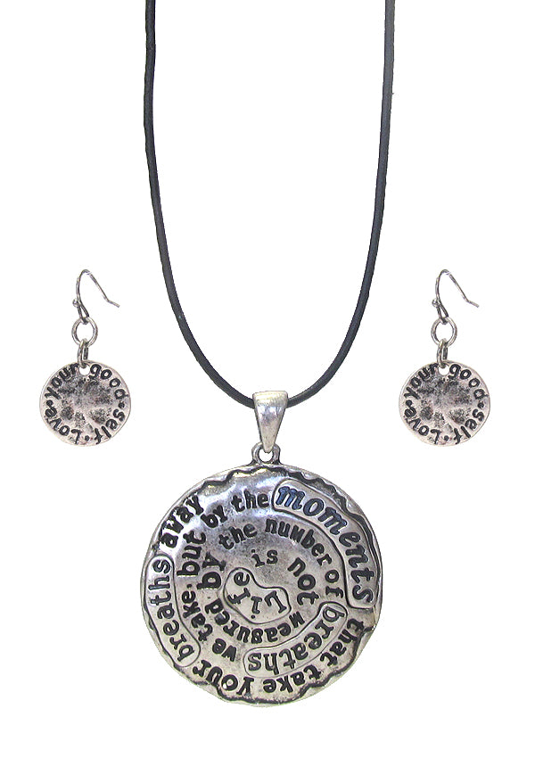 INSPIRATION MESSAGE DISC PENDANT NECKLACE SET