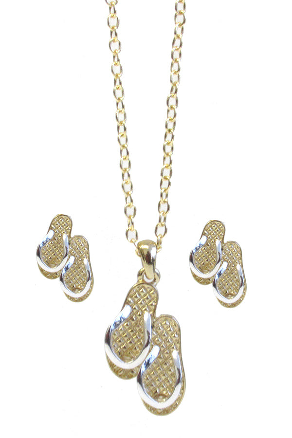 FLIPFLOP PENDANT NECKLACE EARRING SET