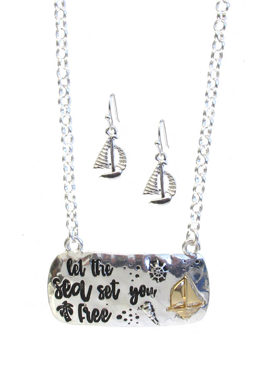 SEALIFE THEME PENDANT NECKLACE SET - LET THE SEA SET YOU FREE