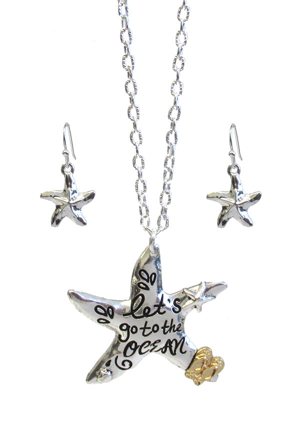 SEALIFE THEME STARFISH PENDANT NECKLACE SET - LET'S GO TO THE OCEAN