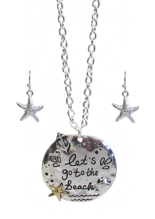 SEALIFE THEME STARFISH PENDANT NECKLACE SET - LET'S GO TO THE BEACH