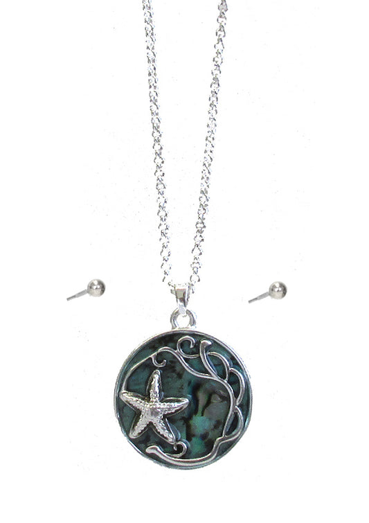 STARFISH ABALONE PENDANT NECKLACE SET