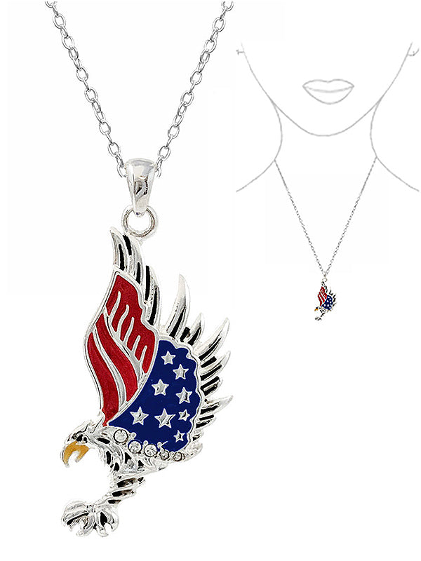 PATRIOTIC THEME AMERICAN FLAG EAGLE NECKLACE