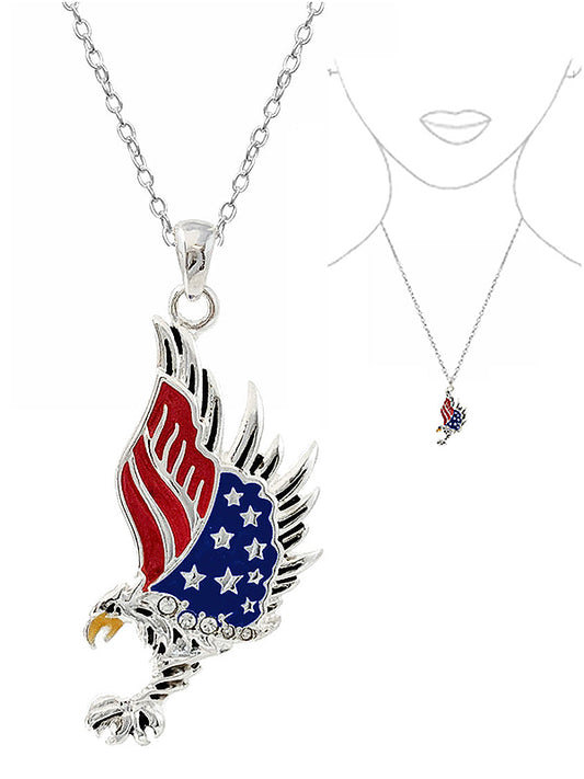 PATRIOTIC THEME AMERICAN FLAG EAGLE NECKLACE