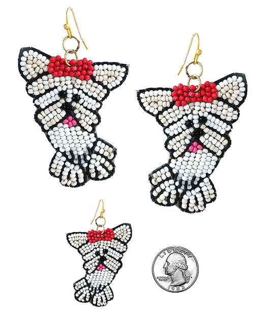 HANDMADE MULTI SEEDBEAD DOG EARRING