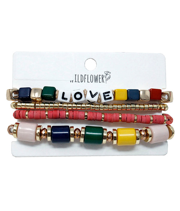 MULTI LAYER FIMO STRETCH BRACELET SET - LOVE