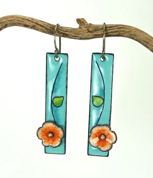 HANDCRAFT FLOWER ART BAR EARRING