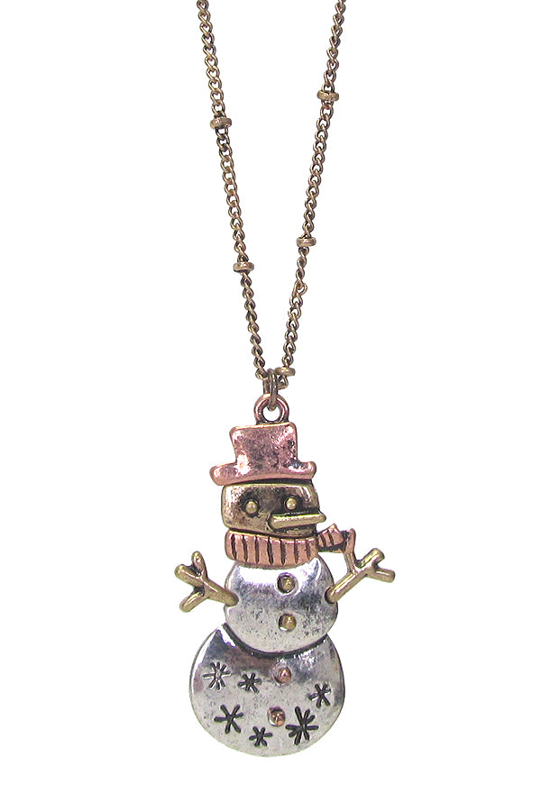 CHRISTMAS THEME SNOWMAN PENDANT NECKLACE SET