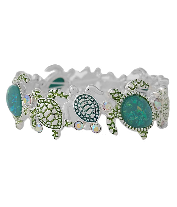 SEALIFE THEME OPAL STRETCH BRACELET - TURTLE