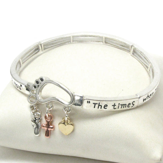 FOOTPRINT AND INSPIRATION PRAYER MESSAGE STRETCH BRACELET