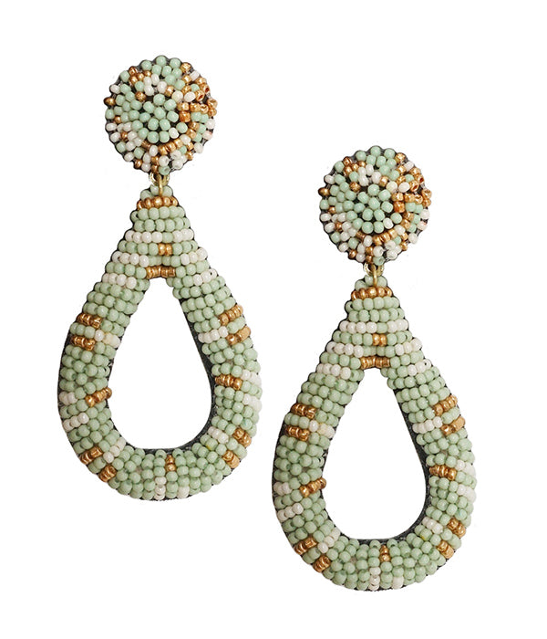 HANDMADE MULTI SEEDBEAD TEARDROP EARRING