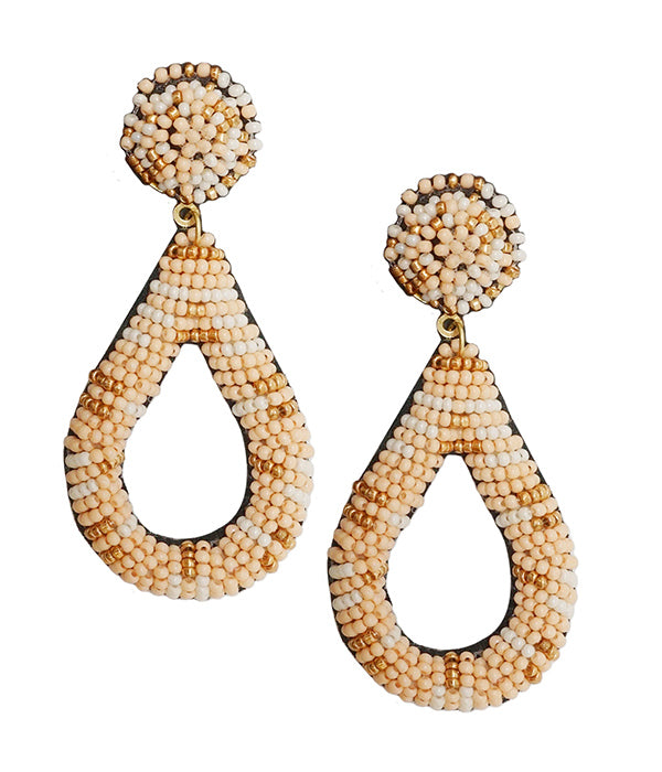 HANDMADE MULTI SEEDBEAD TEARDROP EARRING