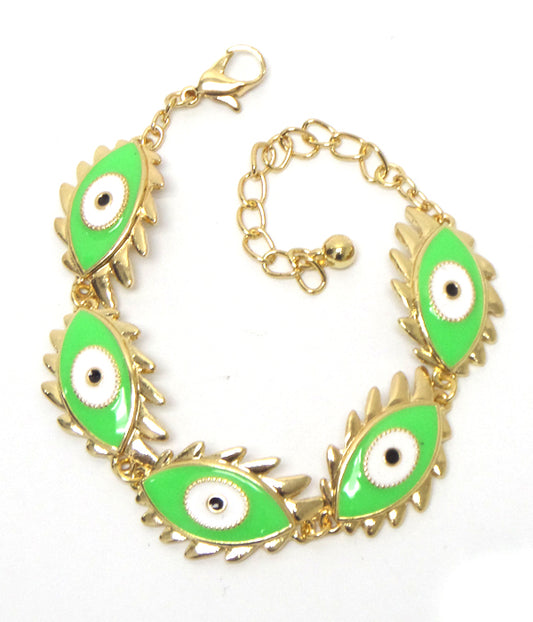 NEON EPOXY MULTI EVILEYE LINK BRACELET