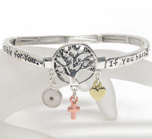 LIFE OF TREE MESSAGE STRETCH BRACELET - IF YOU HAVE FAITH AS SMALL AS A MUSTARD SEED NOTHING WILL BE IMPOSSIBLE FOR YOU