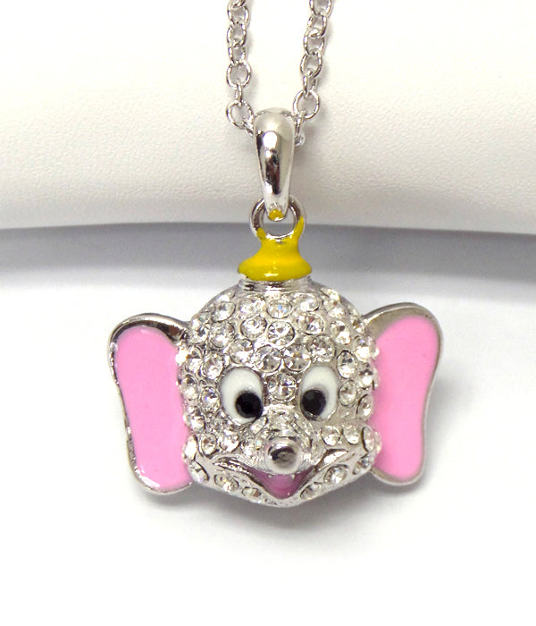 MADE IN KOREA WHITEGOLD PLATING ELEPHANT PENDANT NECKLACE