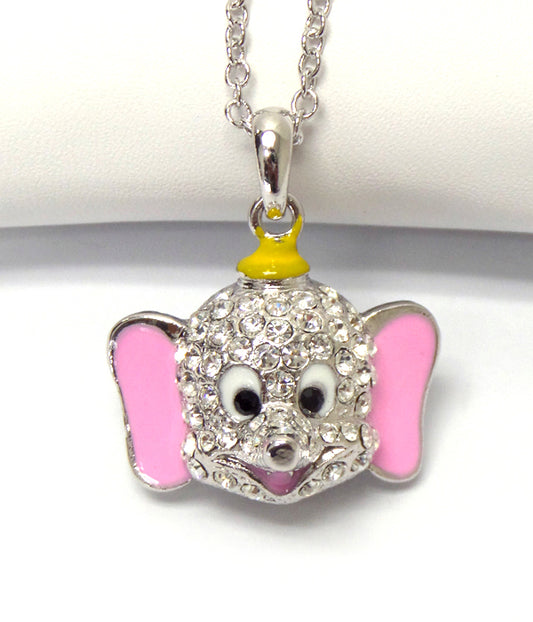 MADE IN KOREA WHITEGOLD PLATING ELEPHANT PENDANT NECKLACE