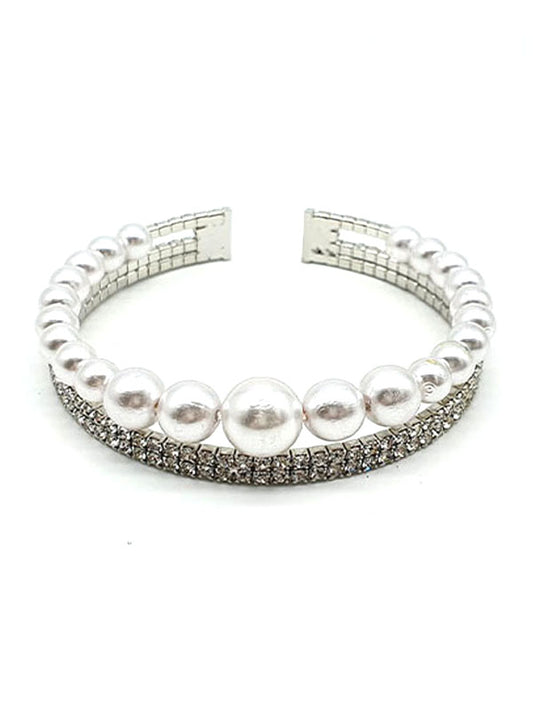 PEARL AND RHINESTONE WEDDING OR PARTY COIL BRACELET