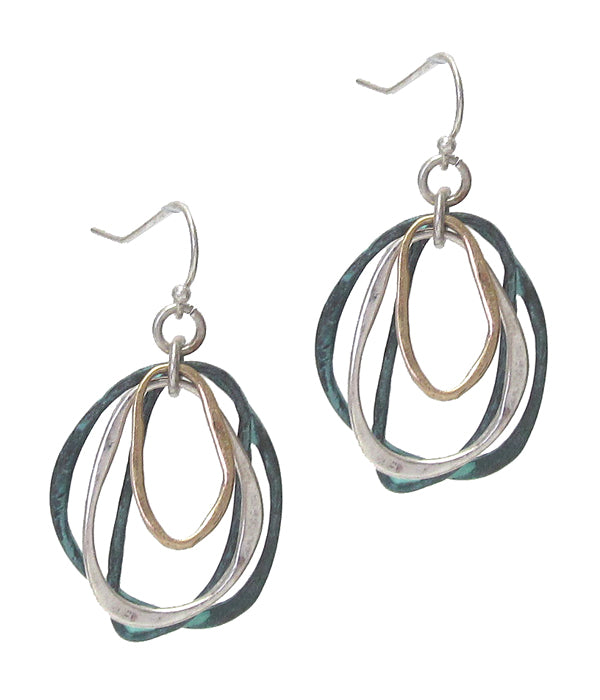 MULTI METAL OVAL MIX EARRING