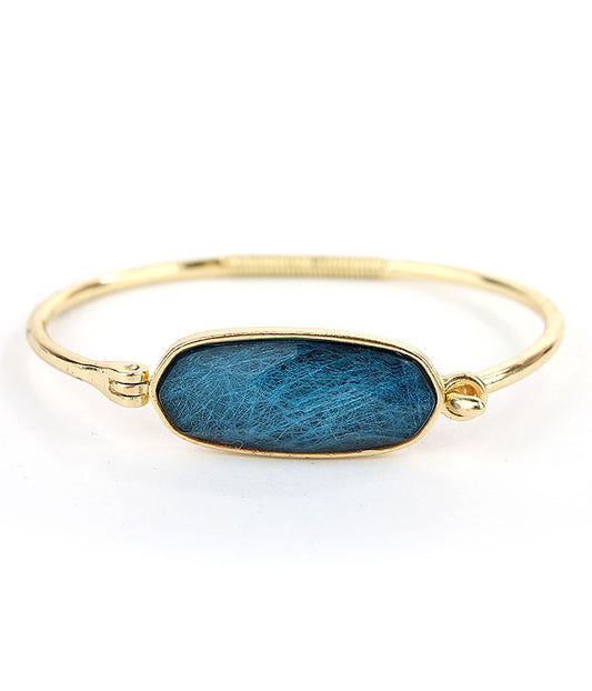 FACET STONE WIRE BANGLE BRACELET