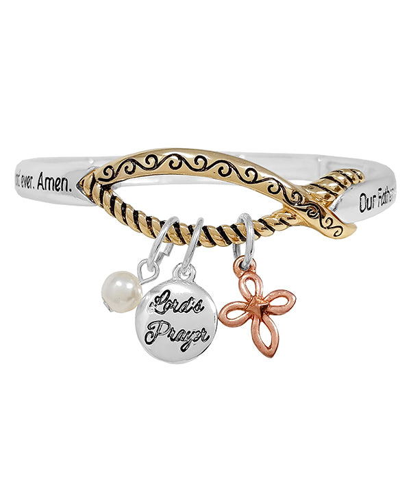 RELIGIOUS INSPIRATION CHARM STRETCH BRACELET - LORDS PRAYER