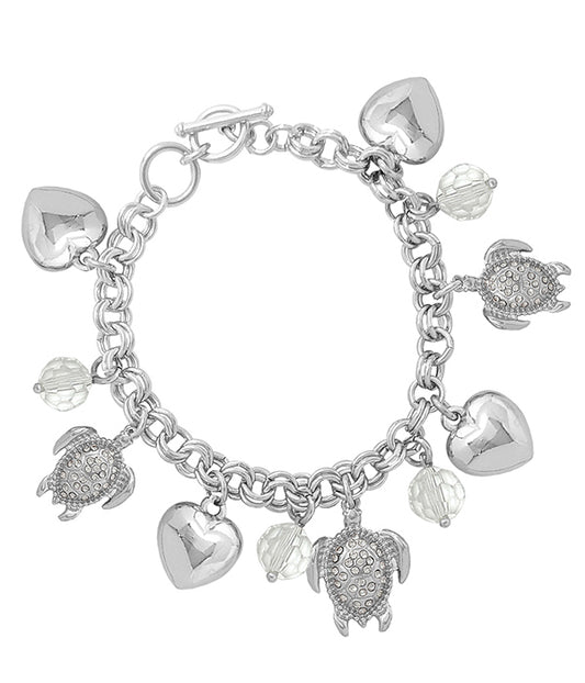 SEALIFE THEME MULTI CHARM TOGGLE BRACELET - TURTLE