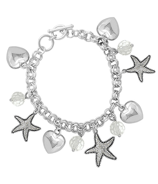 SEALIFE THEME MULTI CHARM TOGGLE BRACELET - STARFISH